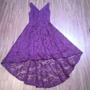 Chic High-Low Purple Lace Dress
